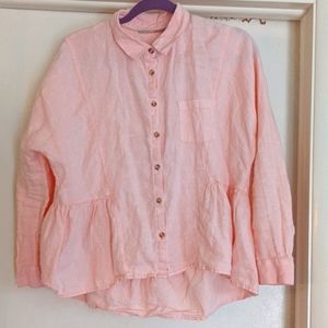 Anthropologie peplum lining top coral pink size S